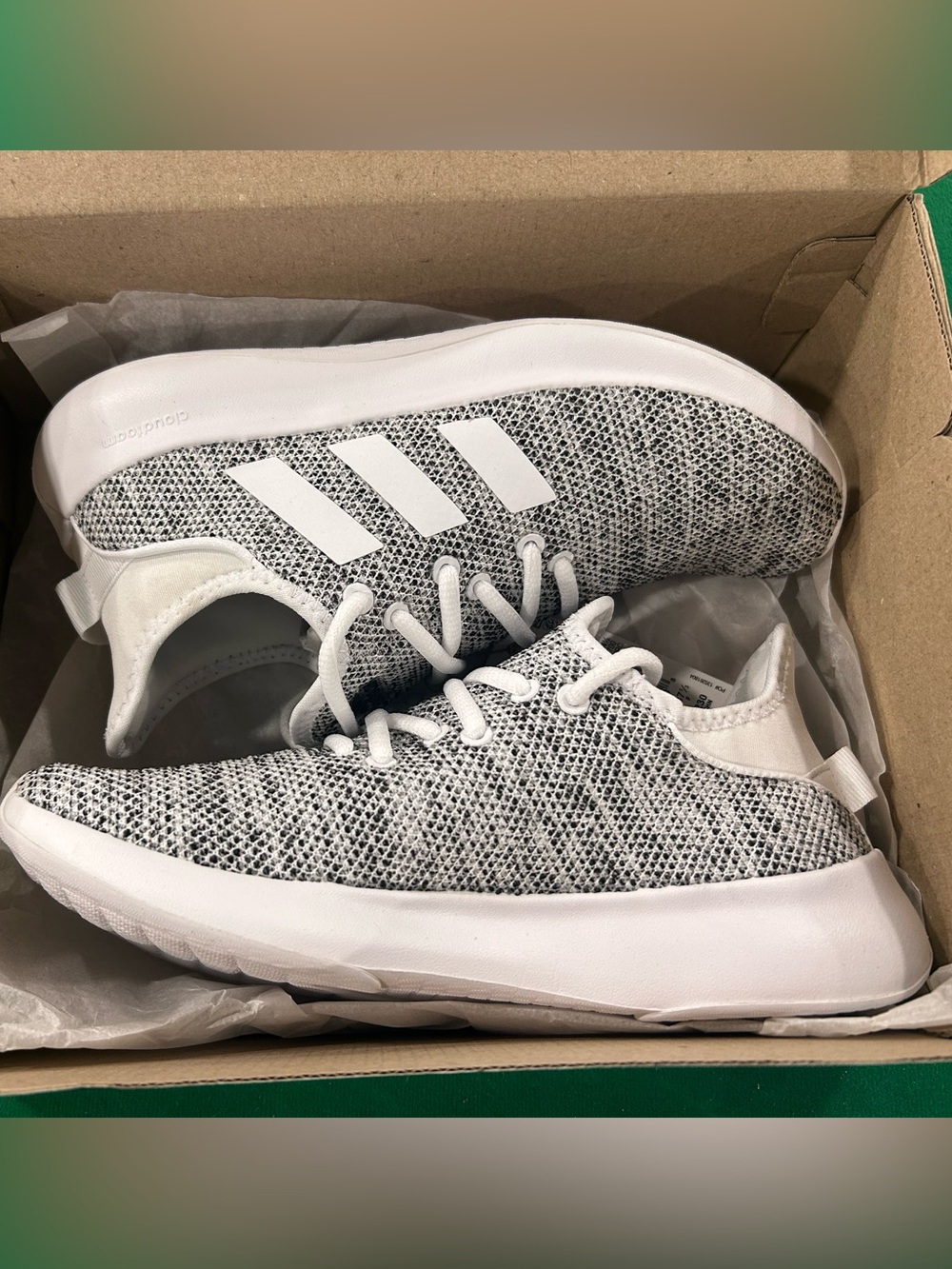 adidas Men’s Lightweight Knit Athletic Sneakers - White/Black